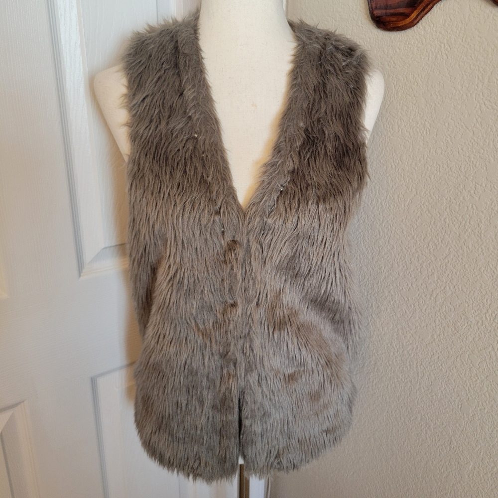 Shaggy Faux Fur Vest / Body Warmer Size S
